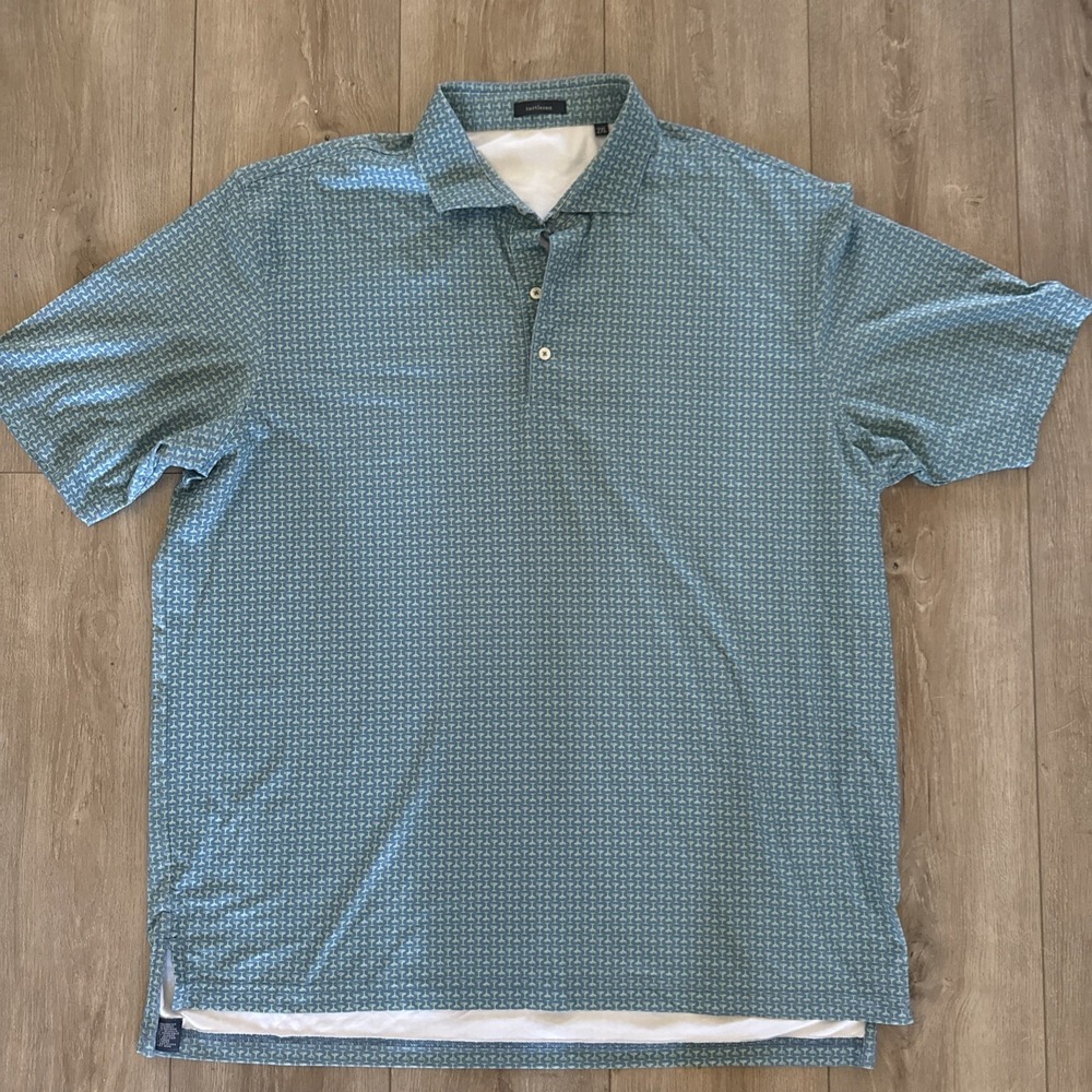 Turtleson Golf Shirt Mens 2XL Blue PGA Martini Glasses Polo Print Performance